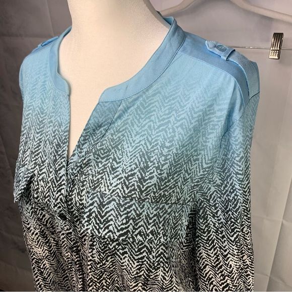 Calvin Klein Ombre Print Button Down Snakeskin Blouse - Picture 5 of 14